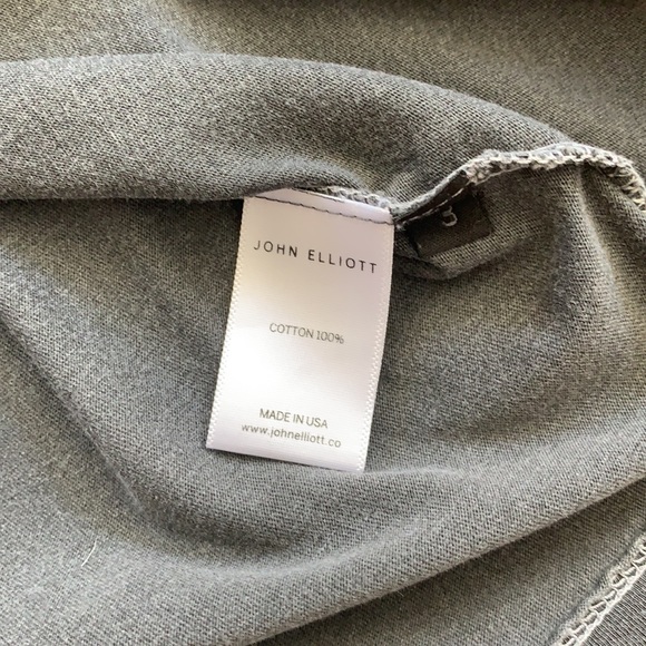 Men’s John Elliott Gray Cotton Jersey Elongated Baseball Short Sleeve Tee Shirt - Picture 3 of 4